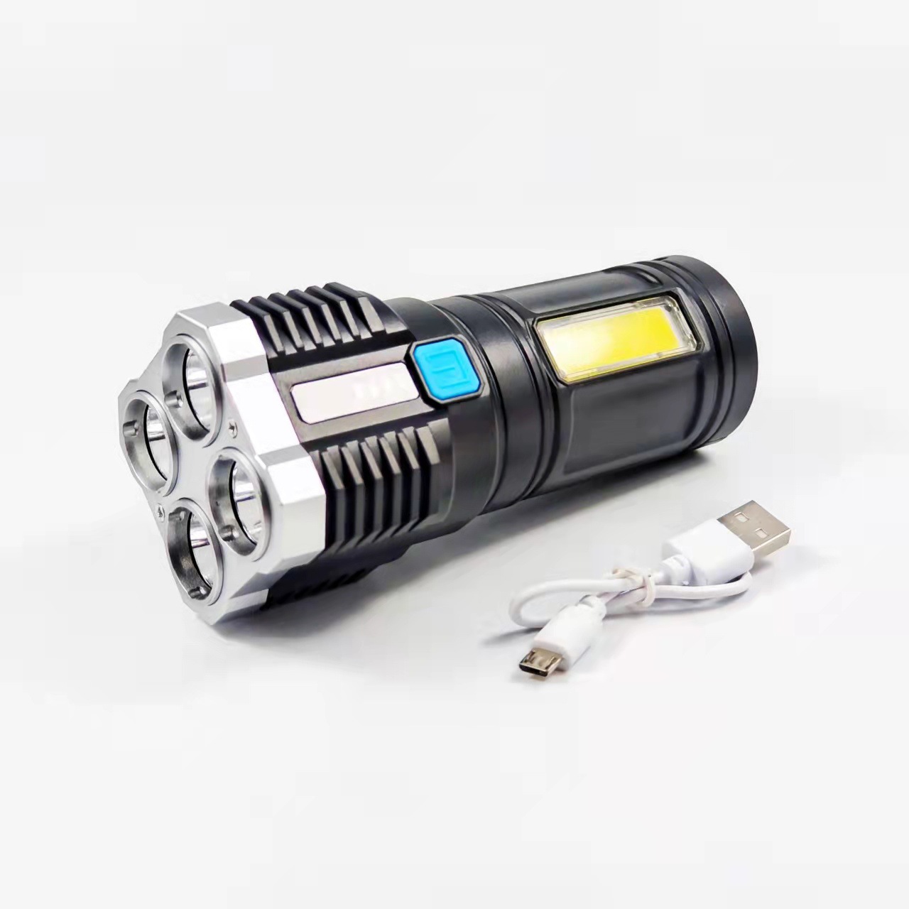 Wholesale of multi-functional outdoor LED high-intensity flashlight with battery level display, USB charging, COB side light flashlight pic 4