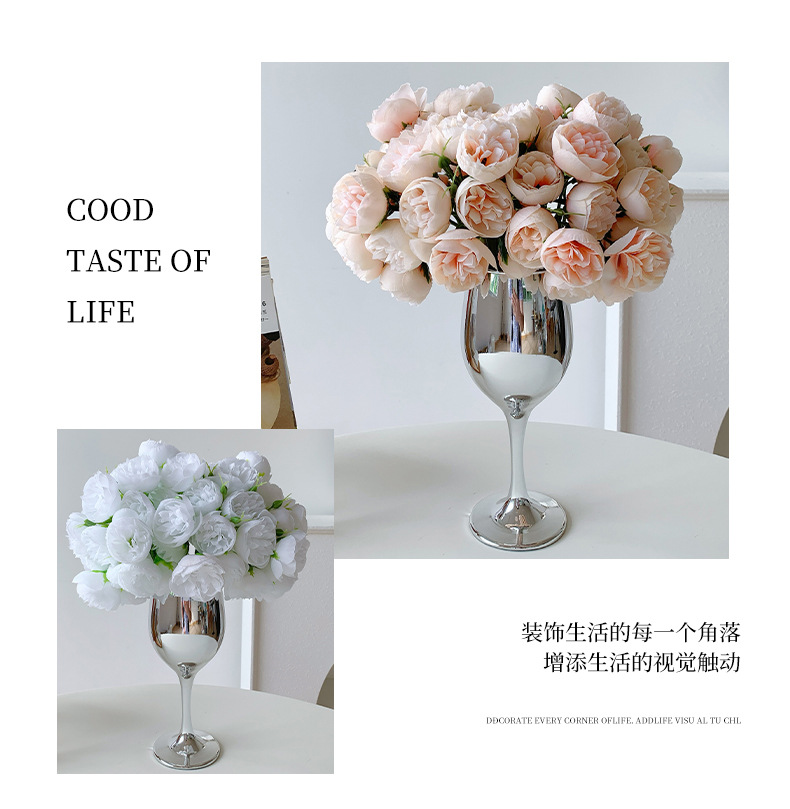 A 27-head small peony bouquet with a bottle of artificial and fake flowers, a living room decoration item that has become a bestseller on Douyin pic 7