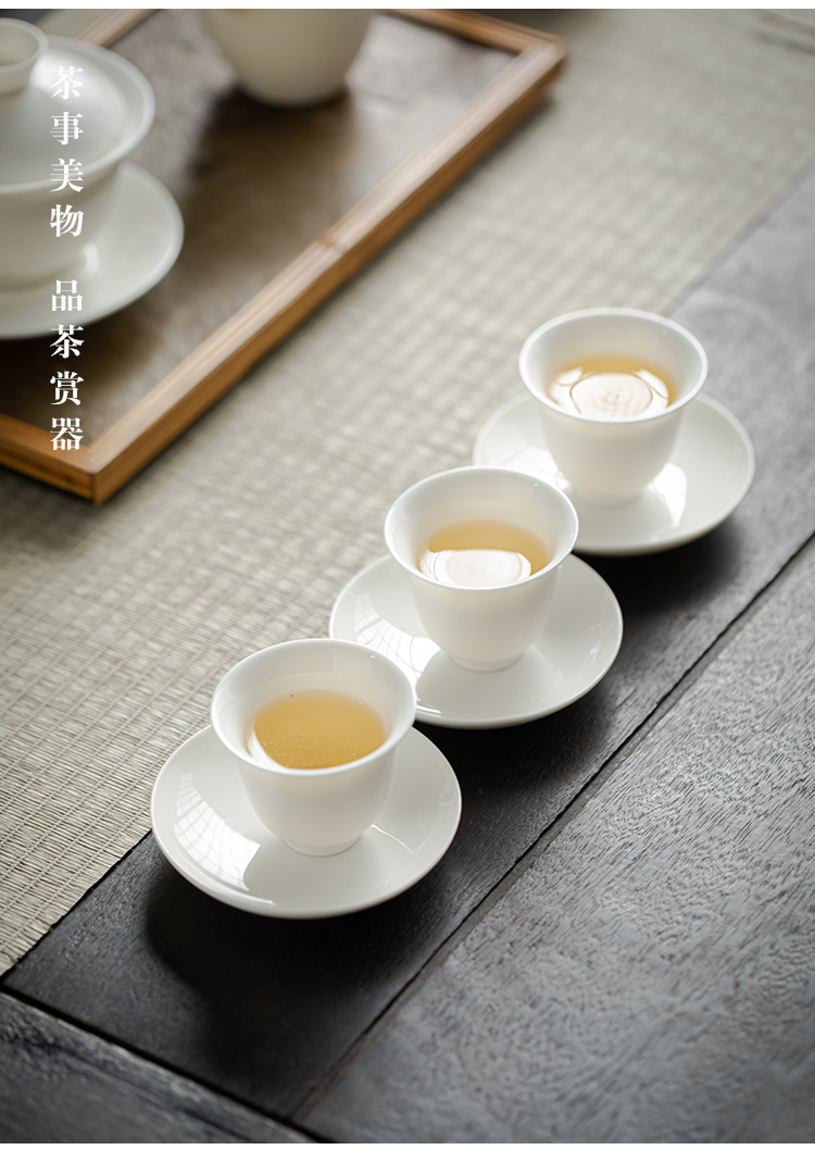 Wholesale of Dehua sheep fat Jade White porcelain Gongfu tea sets, with company logo printing, opening gift set and gift box pic 8