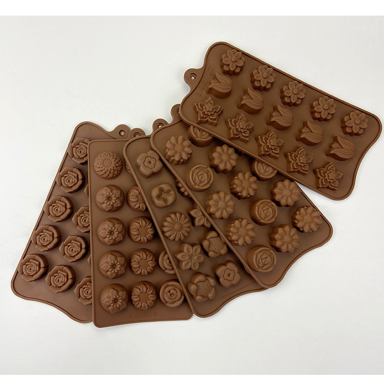 New flower-shaped chocolate silicone mold set, tulip cookie gummy diy mold, cake baking mold pic 30
