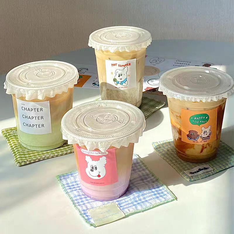 Transparent coffee cup, disposable with lid, Instagram popular cold drink, chubby milk tea cup, plastic packaged straight tube Dudu cup pic 4