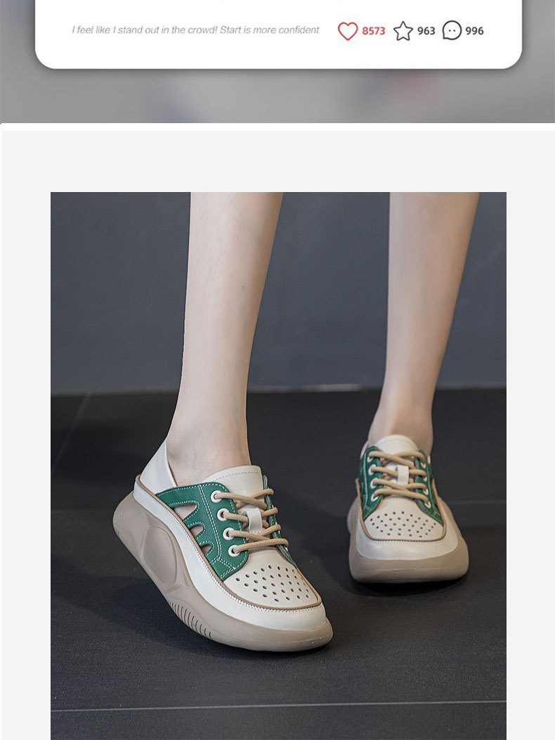 头层牛皮休闲运动凉鞋女夏季新款镂空单鞋平底真皮轻便两穿懒人鞋详情5