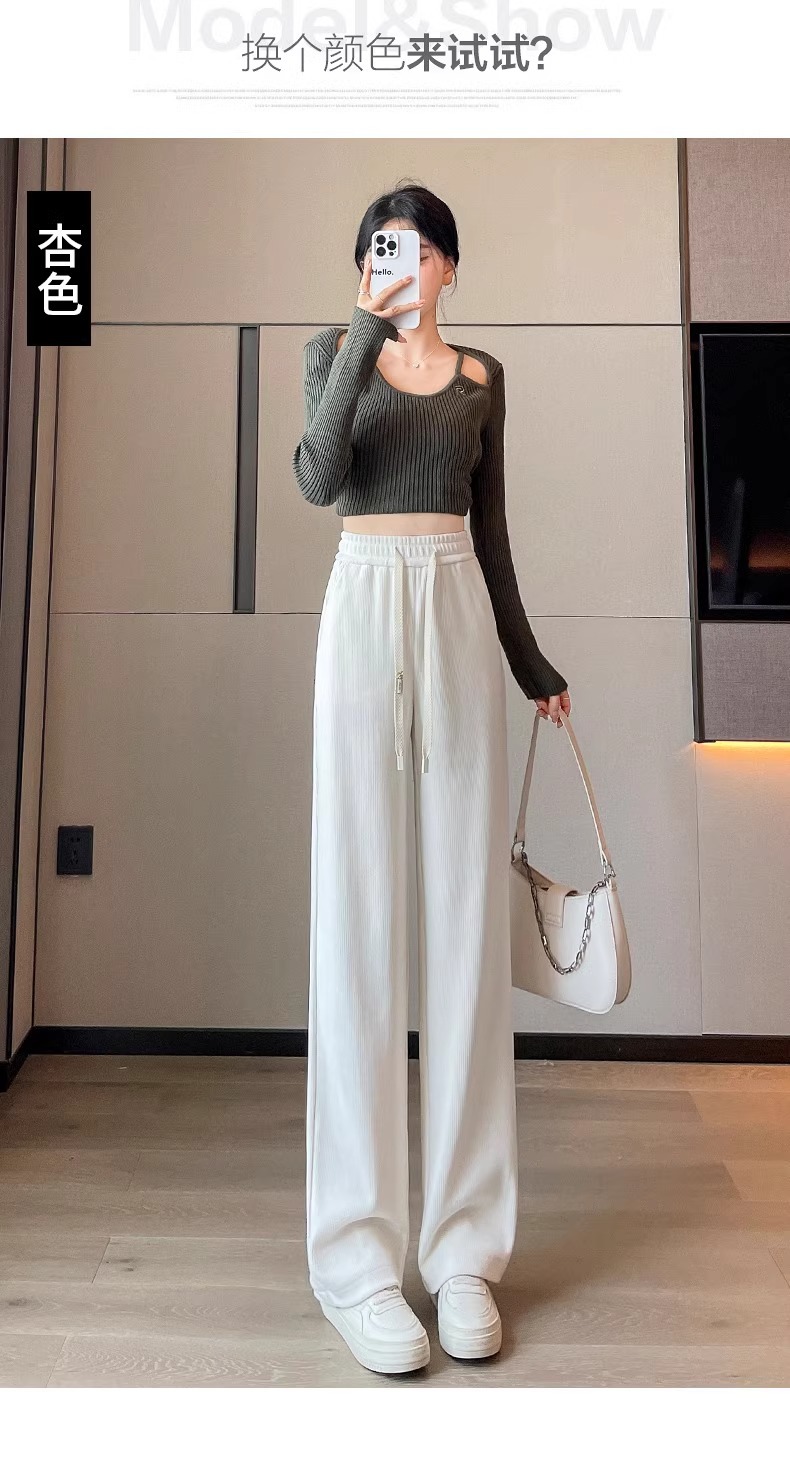 窄版阔腿裤子女2024春季新款高腰显瘦直筒裤休闲拖地长裤通勤风详情19