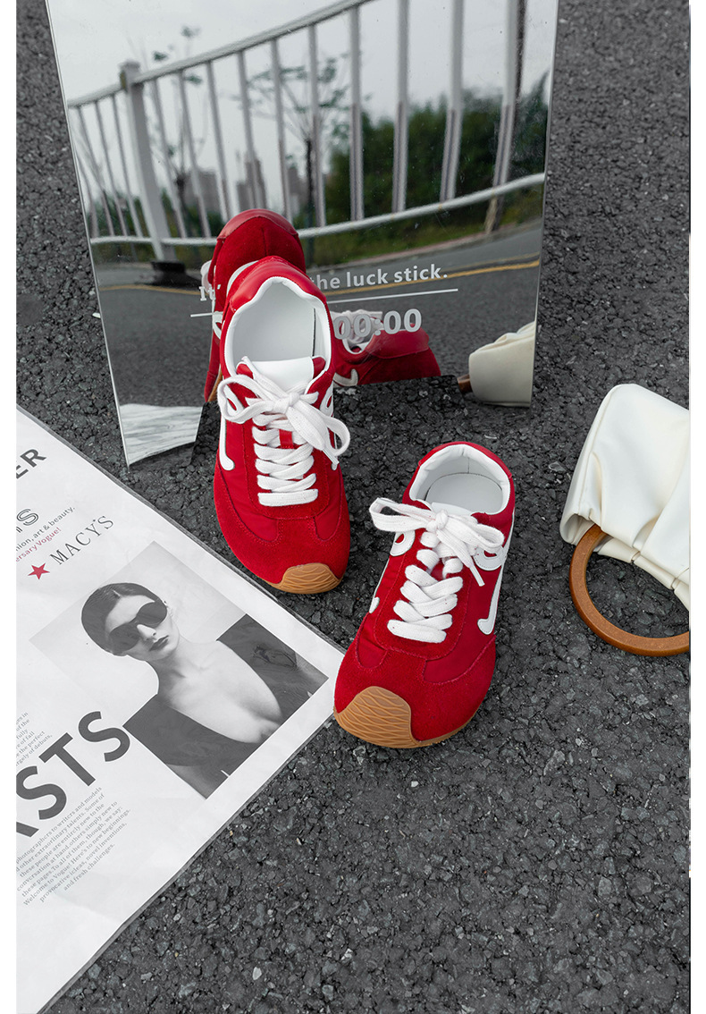 苏茵茵7cm内增高版~复古小歪头鸳鸯鞋带休闲鞋德训鞋女阿甘小白鞋详情33