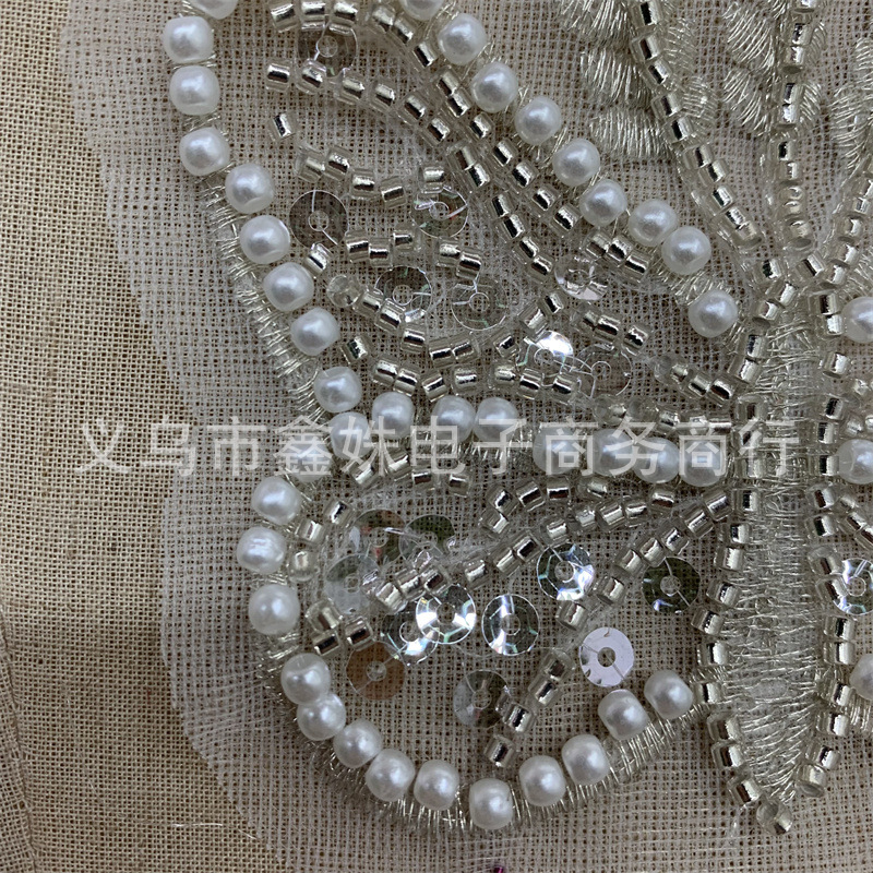Embroidered butterfly sequins, beads, individual flowers, wedding dress and evening gown accessories pic 4