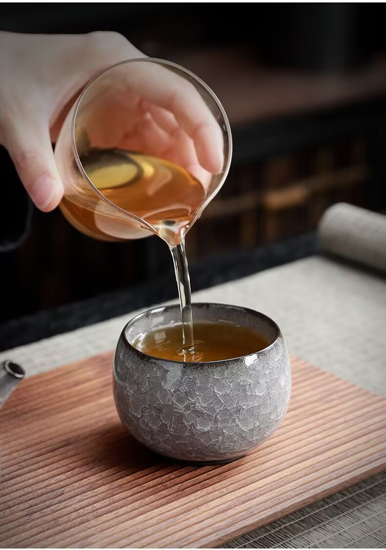 冰花主人杯单杯高档情侣一对功夫茶杯男士品茗杯子冰裂纹陶瓷茶盏详情3