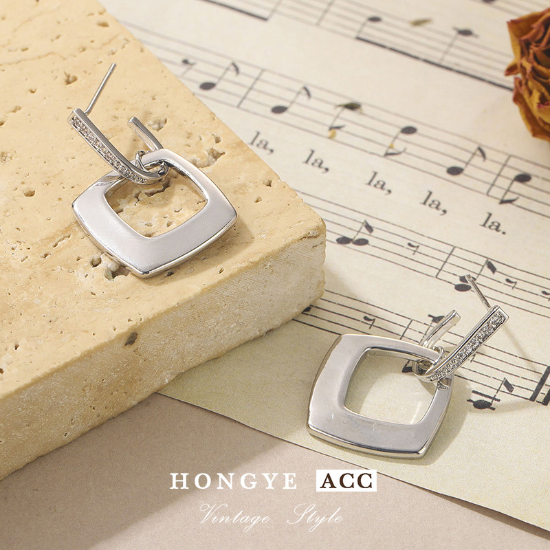 Zircon earrings for women, with a light and luxurious style, are hollowed-out earrings that are fashionable, simple, cold and high-end. They are versatile and feature a niche design of stud earrings pic 11