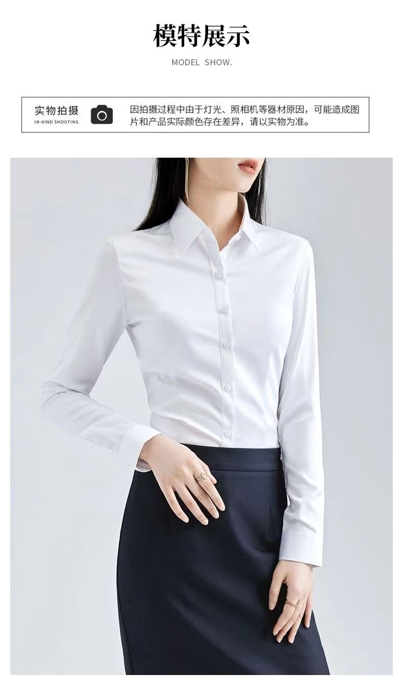 白色加绒衬衫女长袖秋冬加厚保暖职业装大码工装工作服百搭衬衣女详情6