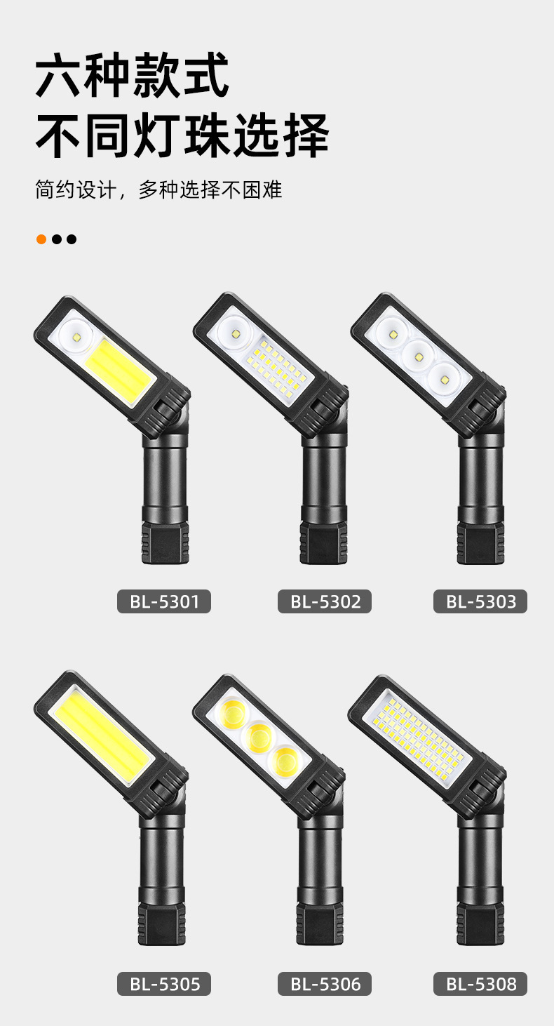 New cross-border multi-functional portable multi-angle folding work light, multi-source strong light head lamp, long-lasting magnetic suction lamp pic 5
