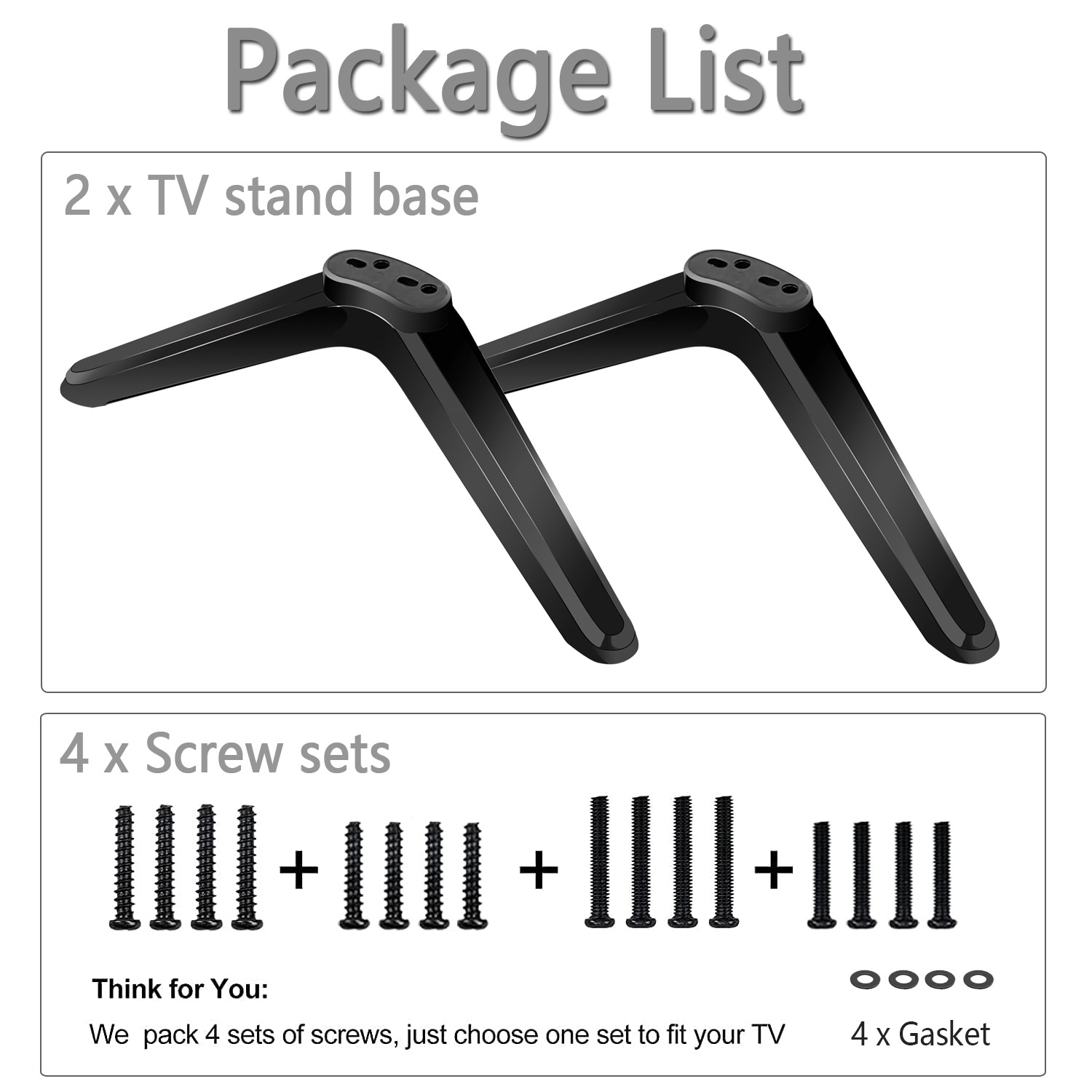 The base bracket is suitable for roku TV. The 32, 40, 49, 50 and 55 screws are compatible with tc brackets pic 1