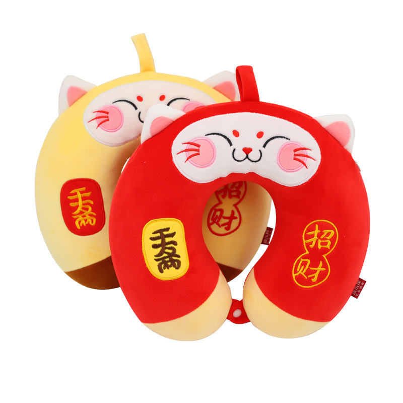 卡通招财猫记忆棉U型枕 康乐屋动物可爱护颈枕 旅行颈枕订货定制详情4