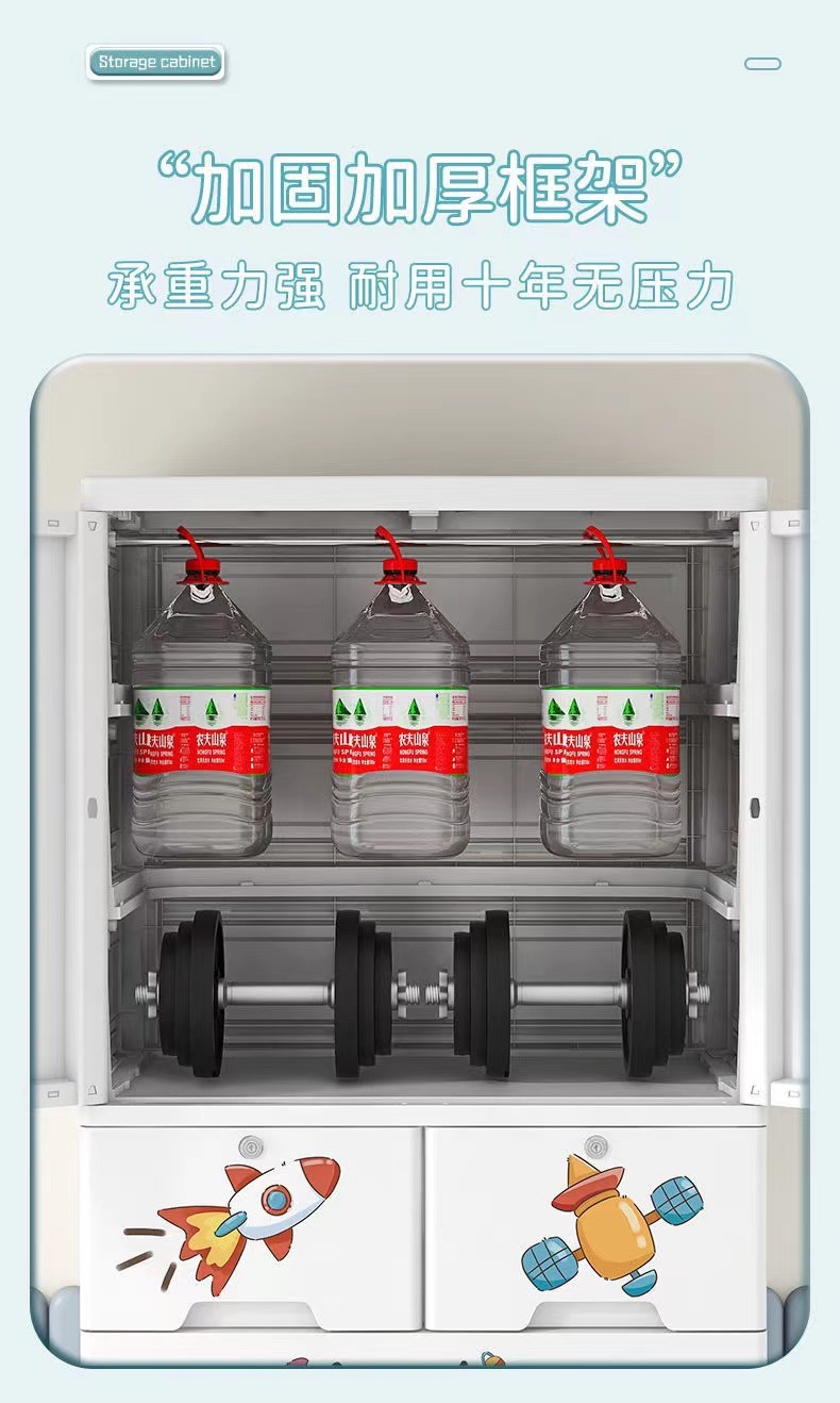 加大儿童衣柜多层双开门塑料储物柜宝宝玩具衣物整理柜卧室收纳箱详情10