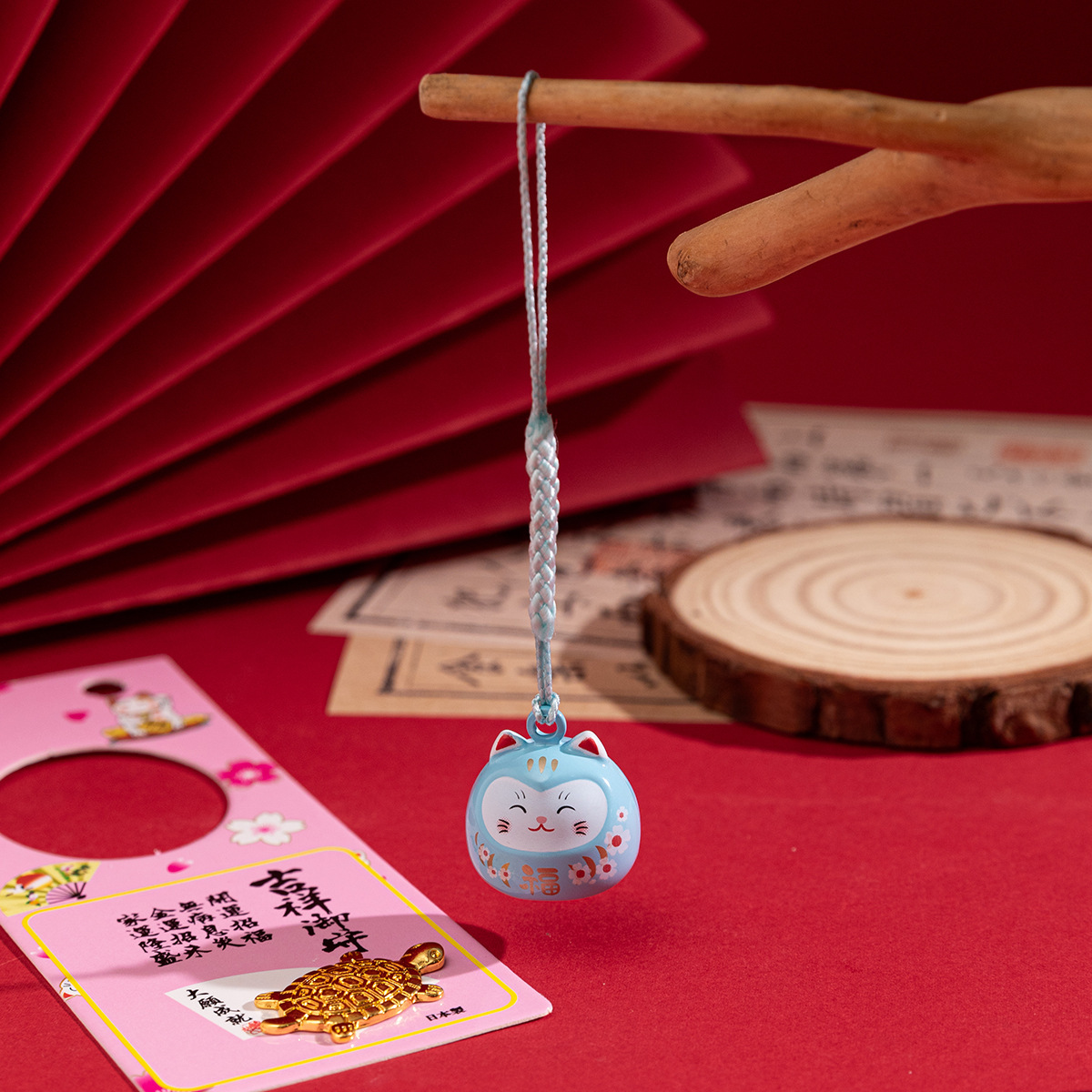 日式御守水音铃铛烤漆招财猫开运福招财猫水音铃铛手机钥匙挂饰详情8