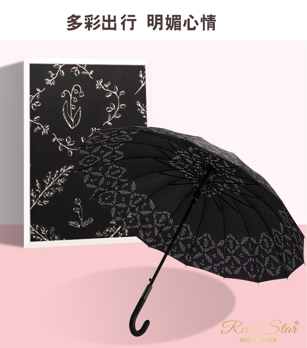 【出口哈萨克斯坦】稻穗印花直杆伞一键开伞190T高密度防水布雨伞详情8