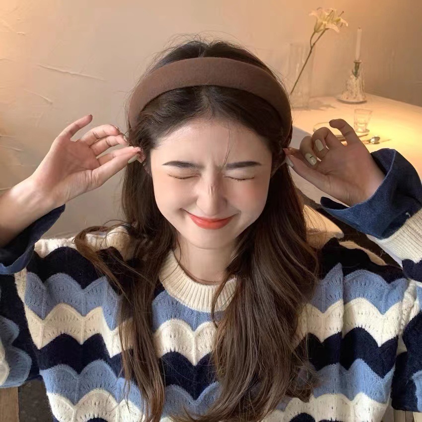 Wholesale macaron-colored hair bands for women, high top and wide edge sponge headbands, solid color compression hair accessories, versatile diy hair accessories pic 4