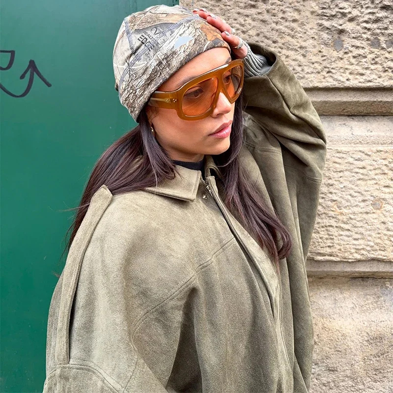 速卖通跨境批发欧美女装2025时尚飞行员夹克蝙蝠袖拉链休闲上衣详情14