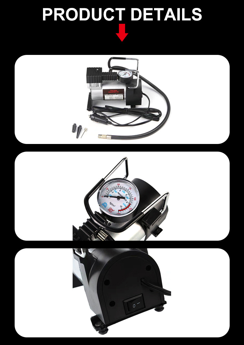 Pevo portable emergency car air pump 12V tire inflator motorcycle air pump electric small air pump pic 3
