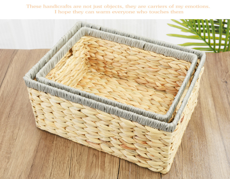 新款热销跨镜置物筐水葫芦草手工编织收纳篮草编篮子杂物收纳筐子详情4