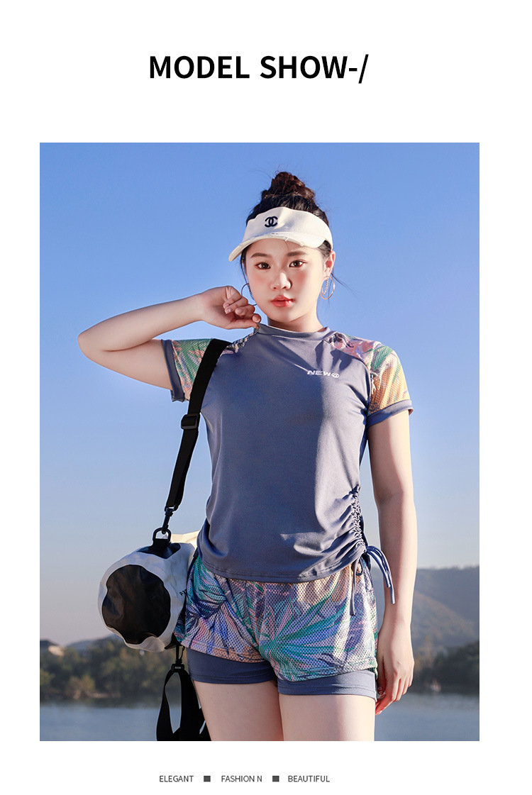 Wholesale of large-sized swimsuits for women, conservative and slimming two-piece sets, printed and slimming swimsuits for swimming, vacation and hot springs -028589 pic 47