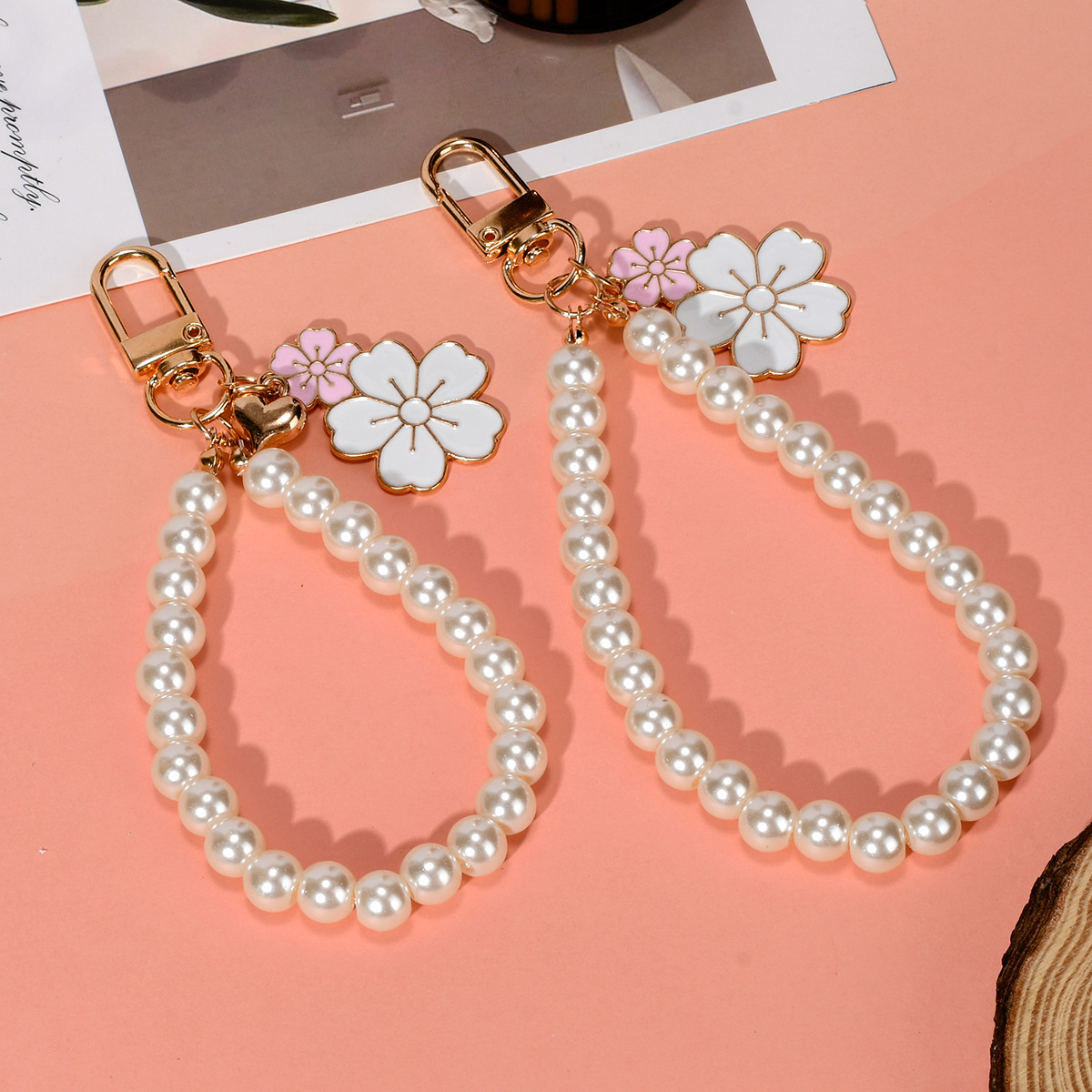 珍珠链条手机链百搭挂件钥匙扣包包diy玩偶挂绳口金包手作配件详情30