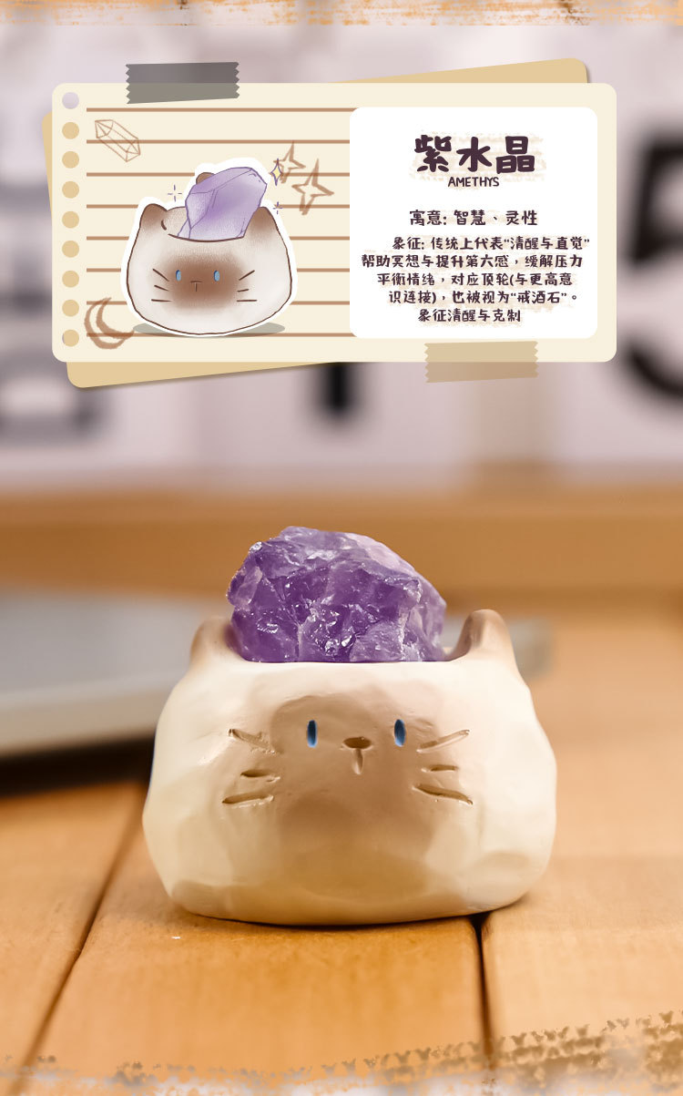Wholesale of Catcat PAI crystal figurines, blind boxes, cute animal dolls, car decorations and stress-relieving small ornaments pic 8