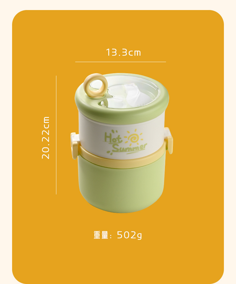 Stainless steel lunch box, multi-layer lunch box, round insulated lunch box, double-layer office worker, student pic 13