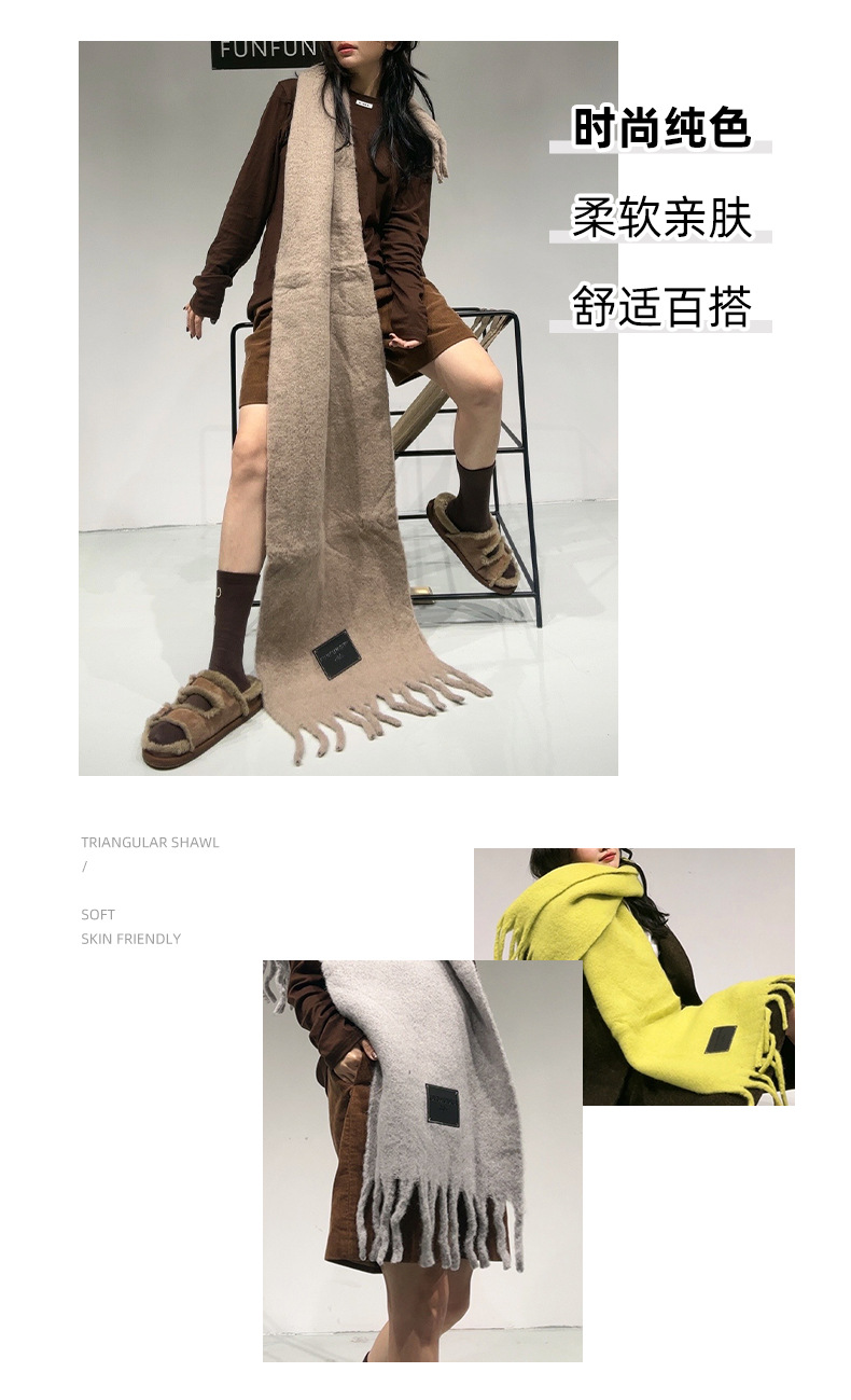Autumn and winter Ankela Red Wool Scarf for women, new solid color thickened warm scarf, high-end, simple and versatile shawl pic 3