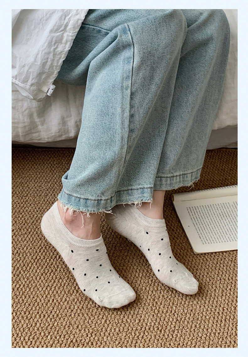 春夏季浅口船袜波点ins日系袜子女纯色圆点不掉跟隐形女短袜批发详情14
