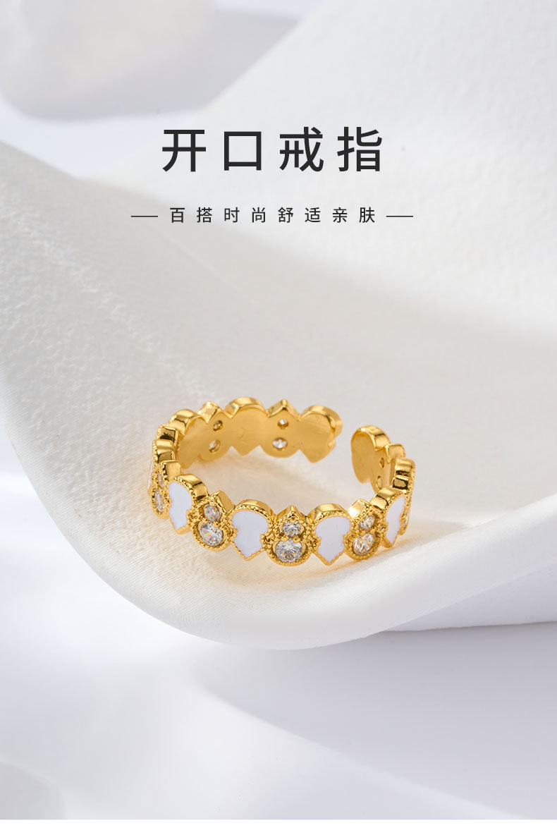 源头工厂新中式珐琅滴油葫芦开口戒指铜合金真金电镀镶锆精致指环详情2