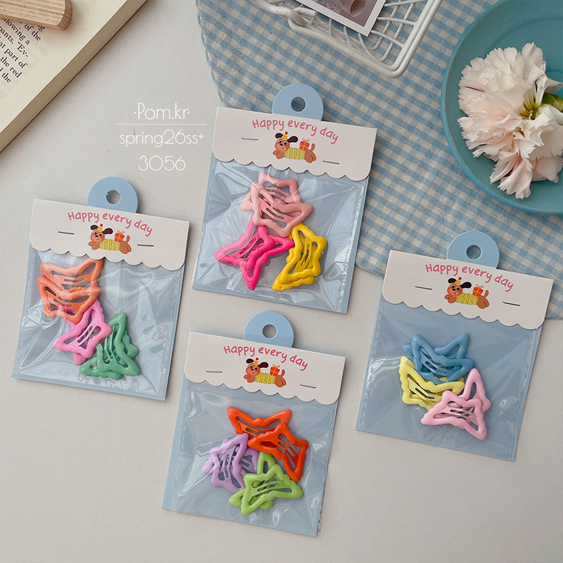 Primavera nuevo color serie hornear laca mariposa horquilla para niños dulce cabello roto franja clip 6 PCS pack baby breaking clip pic 5