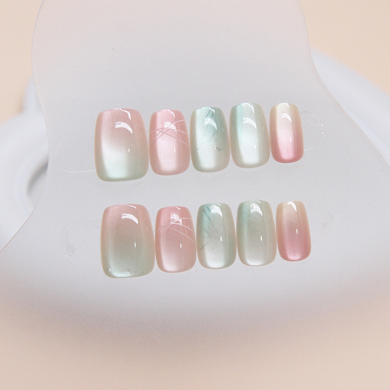 Ice-transparent cat-eye wearable nail, InS-style nail patches, nail plates, short ballet small short T prefabricated nails, 30 pieces in different sizes pic 22