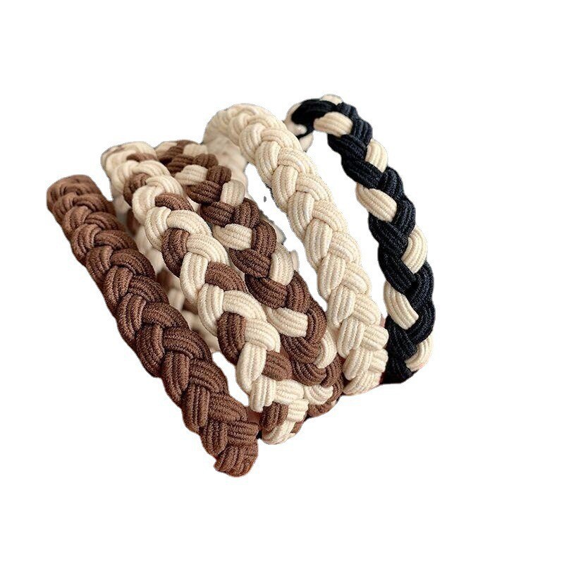 Milk tea-colored braided hair tie for boys, hair band and hair band for a high-end look, small hair band for girls, elastic rope and hair band for women, Korean-style spliced hair accessory for women, large intestinal circle and hair band, diamond-dot hair band for women, Korean-style spliced hair accessory for women pic 3