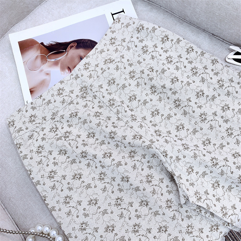 In-stock 0wis raindrop linen and floral patterned French raindrop linen printed floral casual trousers, slimming and versatile pic 31