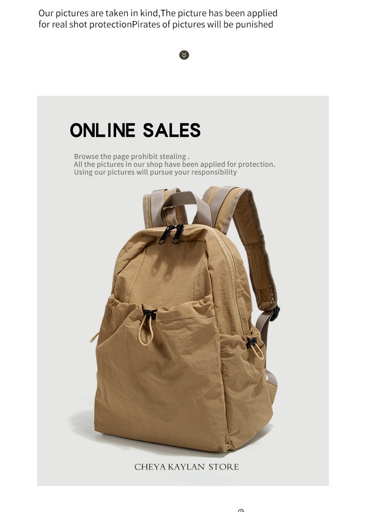 跨境休闲轻便双肩包男女新款大容量旅游防水背包学生书包女详情6