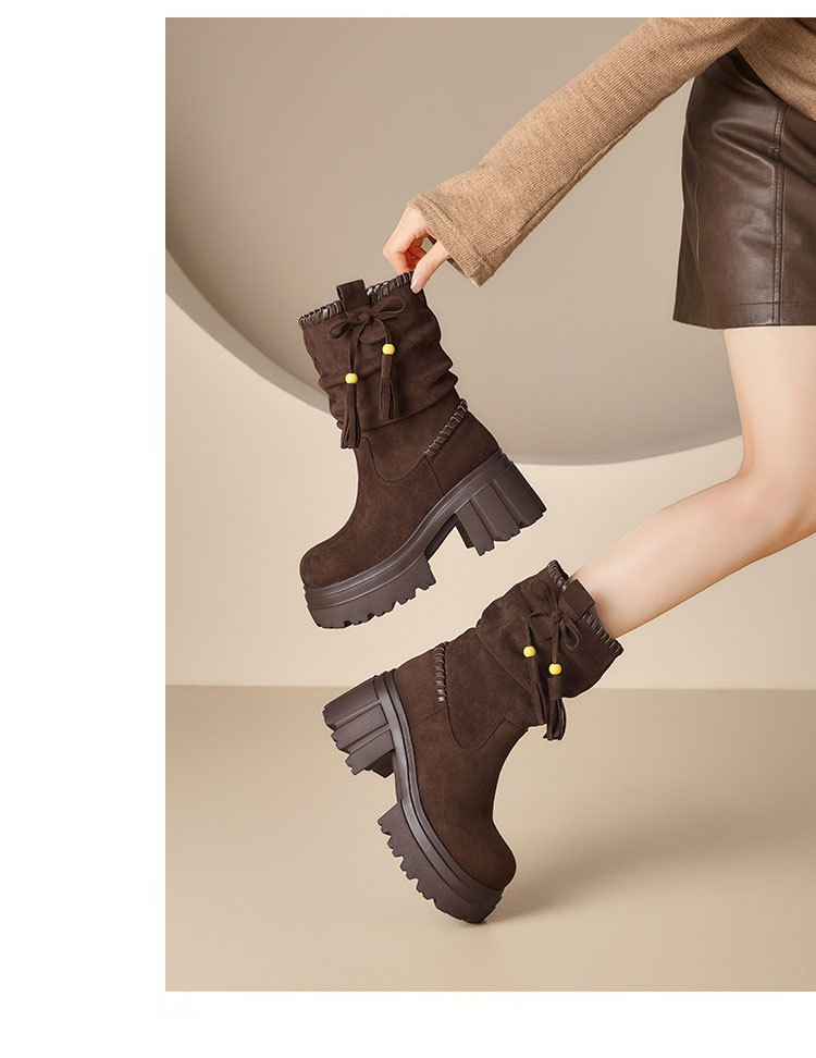 美拉德马丁靴女2025秋冬新款废土风增高厚底短靴加绒高跟鞋瘦瘦靴详情15