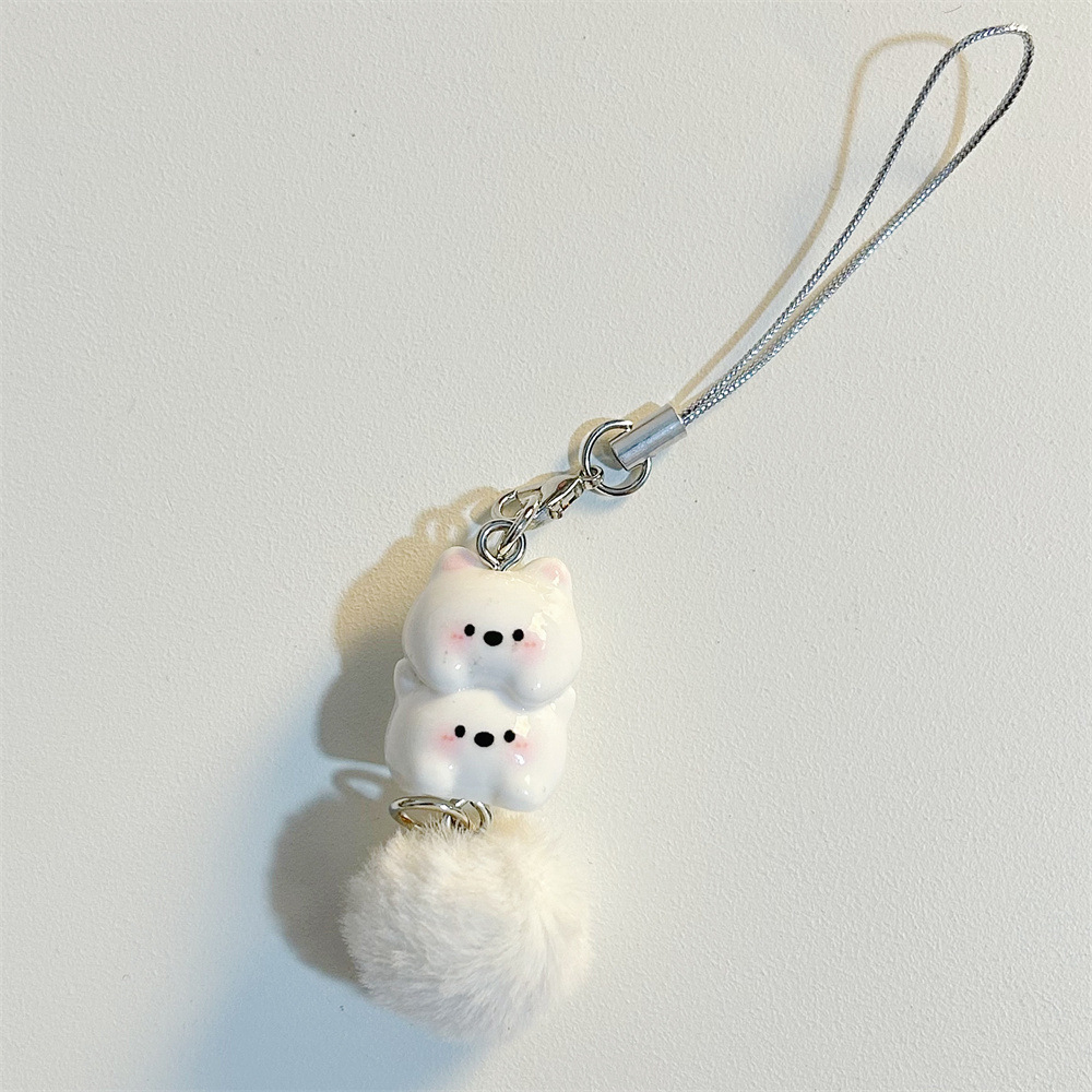 卡通甜美西高地毛球手机链少女心原创小狗钥匙扣学生书包挂饰配饰详情10