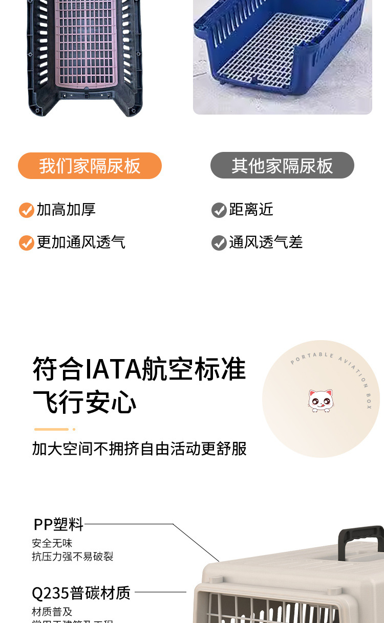Pet aviation boxes, portable cages for cats and dogs going out, air freight, Air China consignment, vehicle-mounted sturdy dog cages and cat cages pic 7