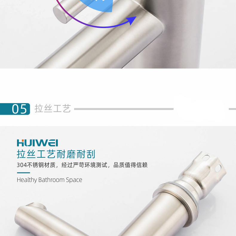 批发不锈钢面盆水龙头欧式烤漆洗手盆浴室柜冷热水暖卫浴面盆龙头详情17