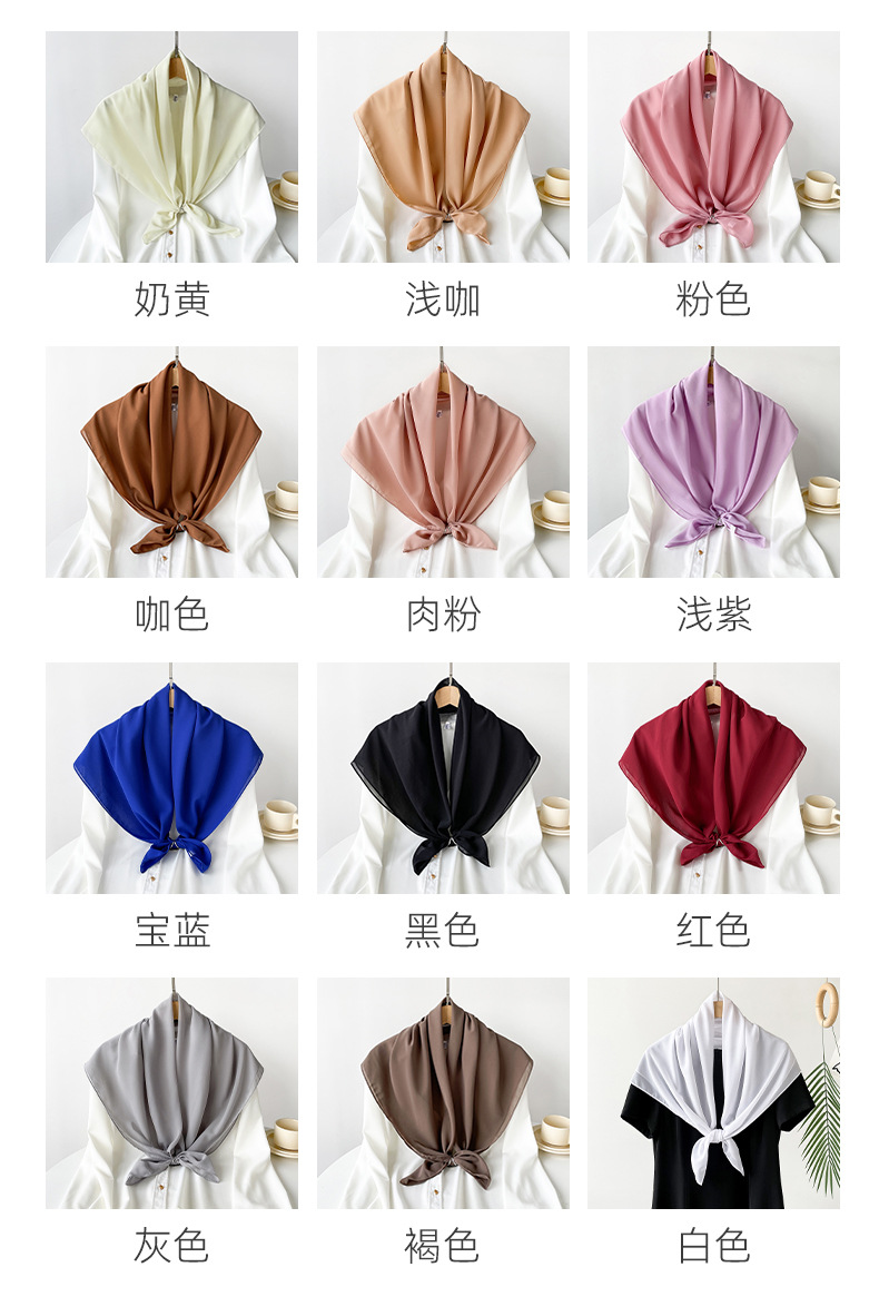 Pañuelo de seda monocolor de verano 90 gasa perla pañuelo de color sólido malay hijab asia sudoriental pañuelo de mujer cubierta hui pic 4