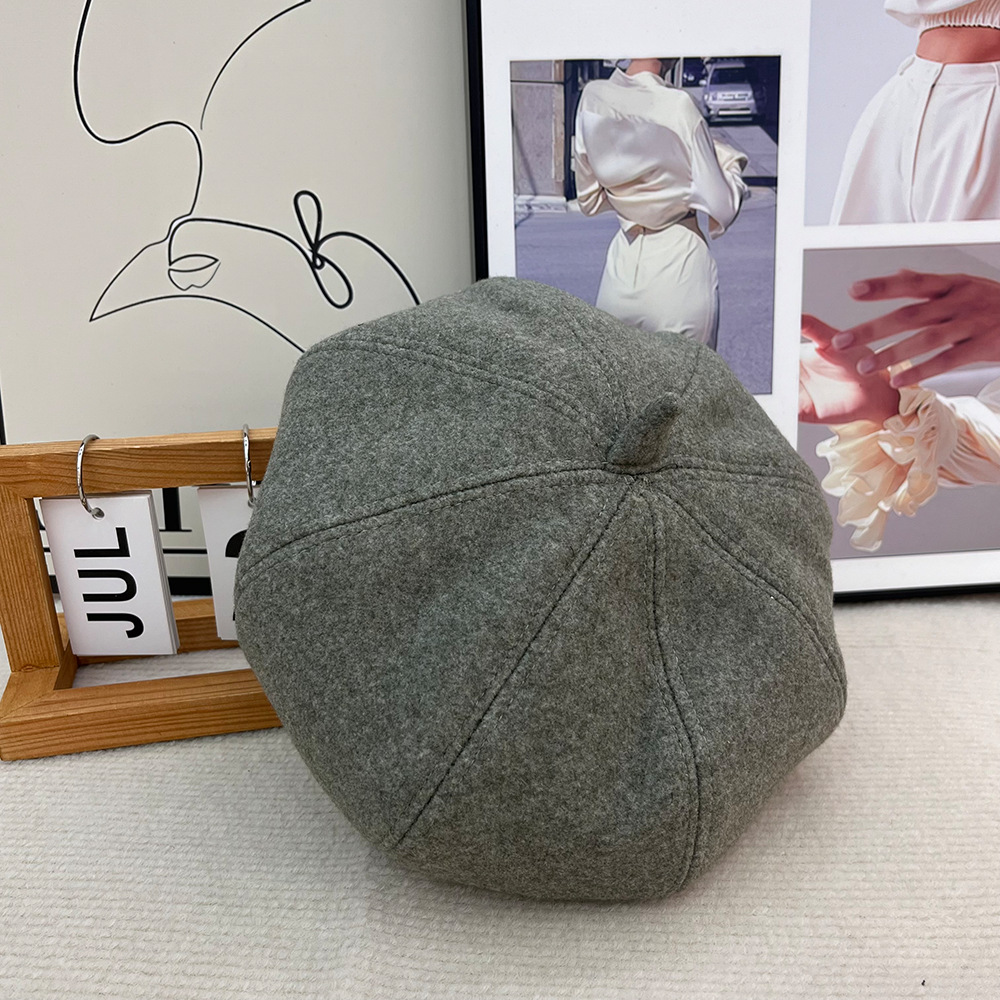 Korean style versatile autumn and winter new Beret hats for women, British retro woolen painter hats, Japanese casual octagonal hats for women pic 4