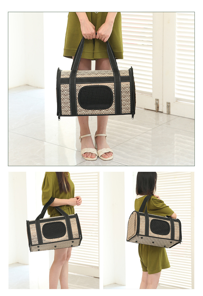 Hand-held pet bag, crossbody cat bag, window transparent mesh fabric travel single-shoulder folding breathable cat bag, portable car bag pic 11