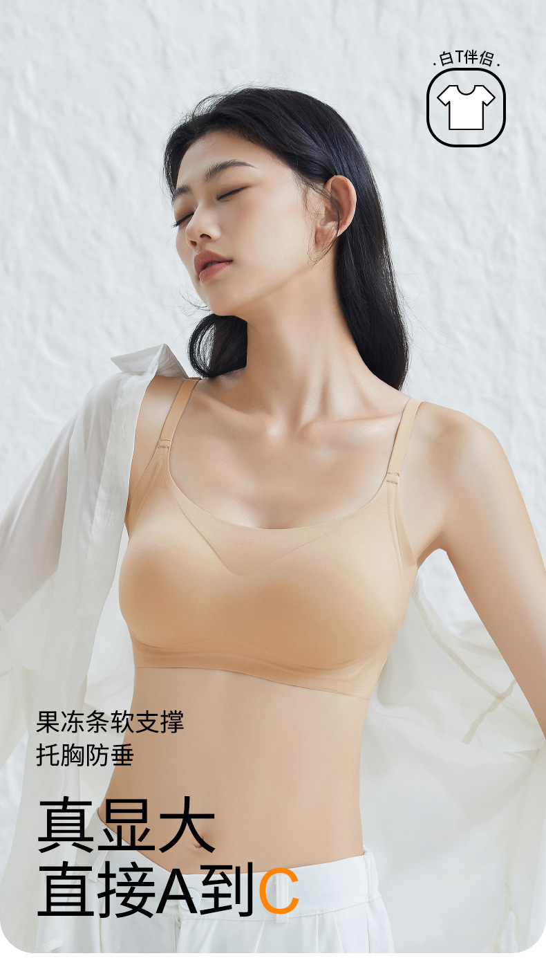 小胸显大漫画胸外扩粉底液内衣女聚拢透气裸感舒适隐形无钢圈文胸详情2