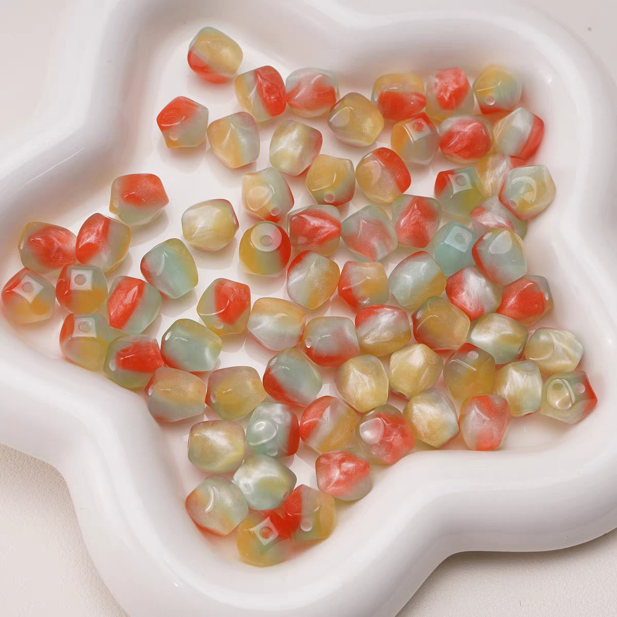 梦幻奶油色晕染八角珠异型珠圆珠散珠手工DIY手链项链珠子饰品配详情7