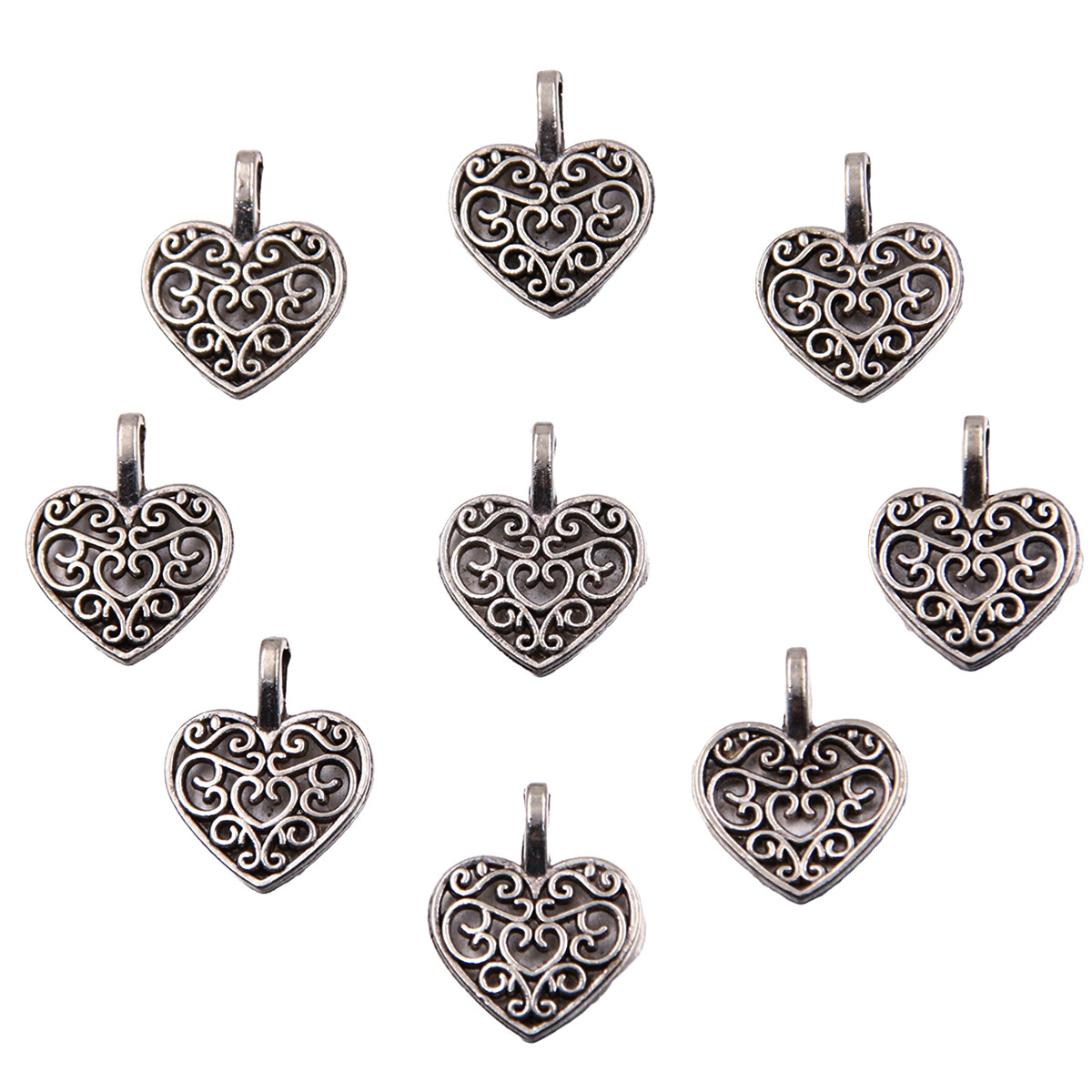 45款ins风爱心吊坠爆款diy合金镂空love魅力手工项链手链饰品配件详情9