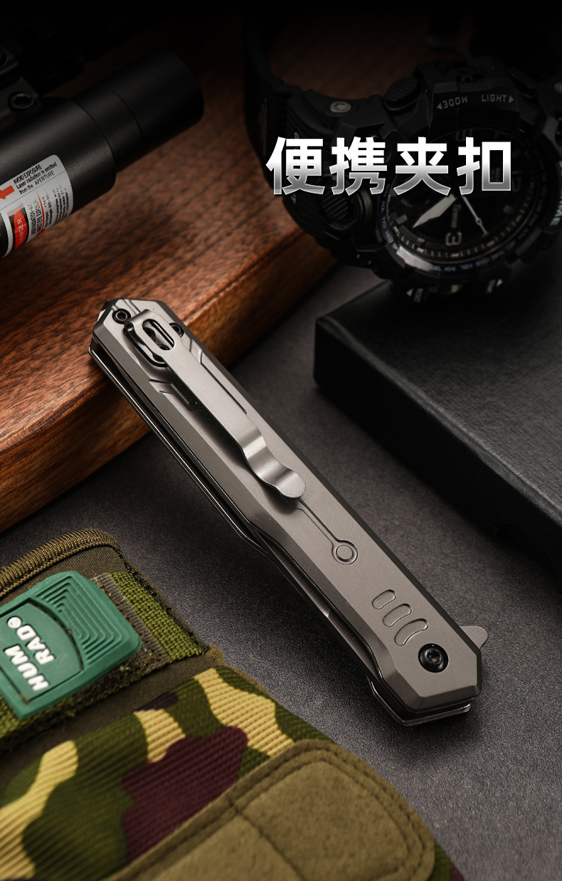 Outdoor camping high-hardness m390 self-defense knife, quick-release stainless steel wholesale folding knife, portable tactical folding knife, creative outdoor equipment pic 14