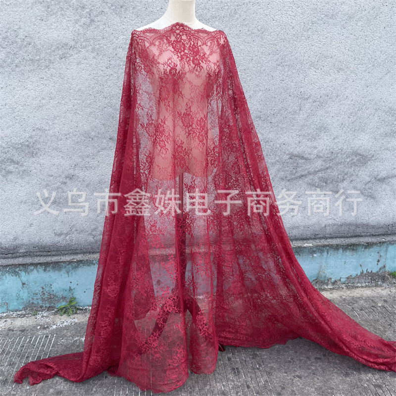外贸爆款非洲黑人Chantillylace幅宽1.5m*3m厂家现货眼睫毛花详情26