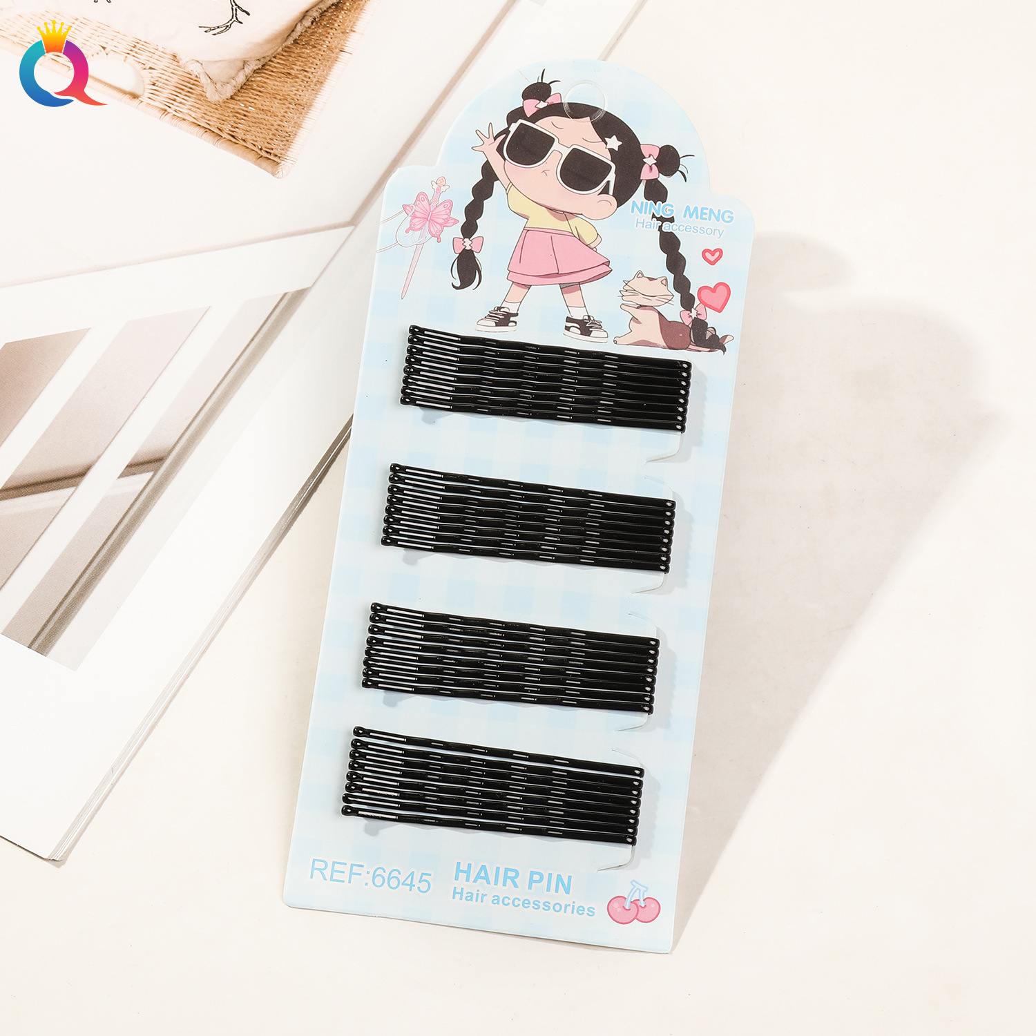 Wholesale of Qiyue Classic black straight clips, durable lacquered hair clips, braided hair clips, broken hair bangs clips and side clips pic 96