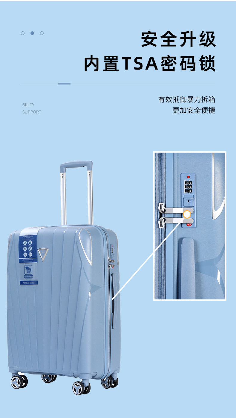 新款PP拉杆箱学生大容量行李箱拉链防爆登机箱万向轮静音旅行箱详情3