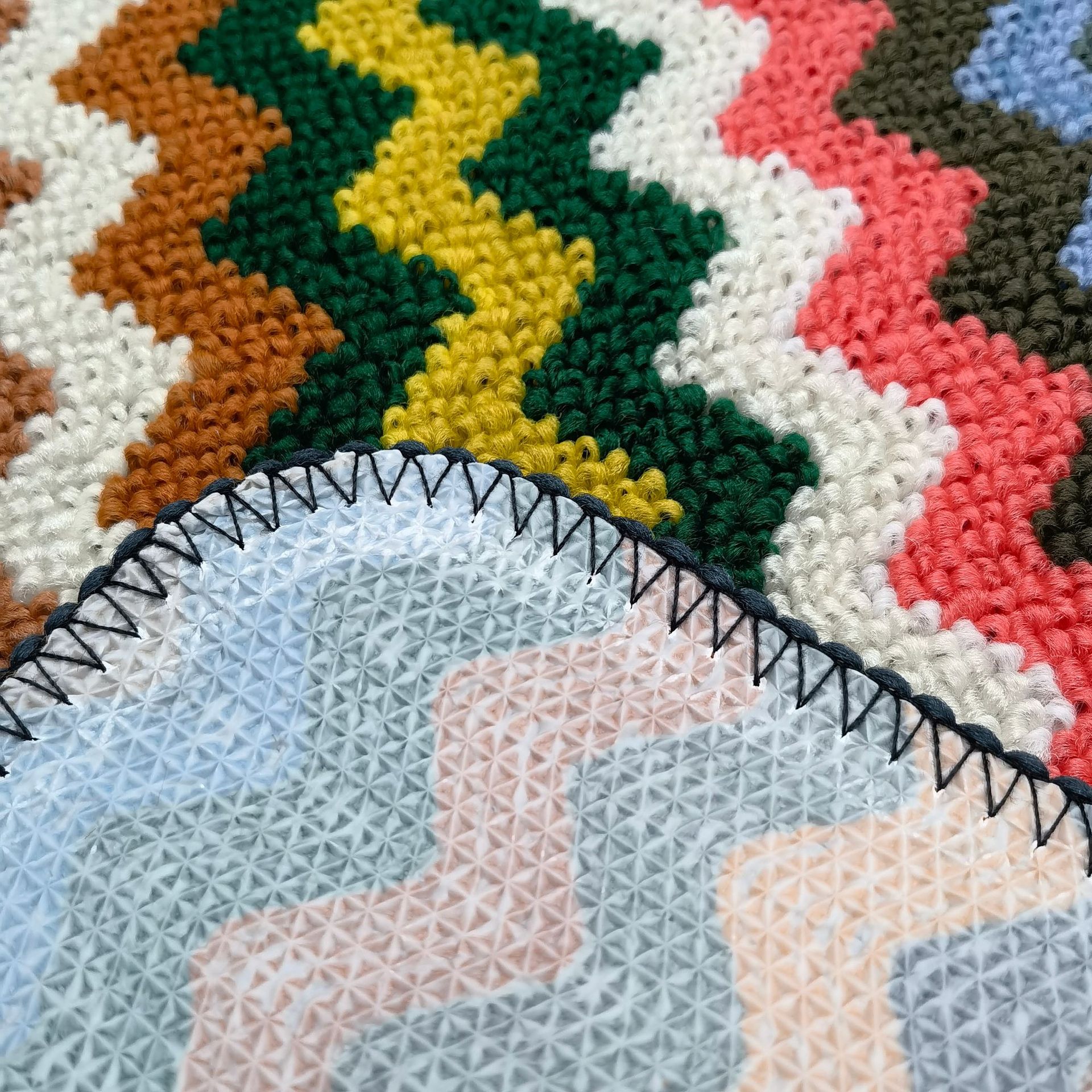 Wave rainbow circle fleece serrado blanco TPR suela interior cuarto de baño sala de estar cuarto de baño antideslizante alfombra tapetes pic 3