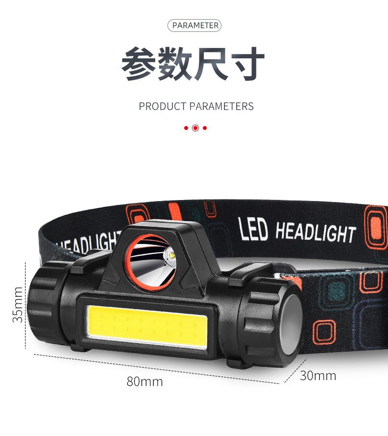 Faros multipropósito luz brillante LEDUSB linterna recargable imán COB luz de trabajo trekking pesca headset ultra brillante pic 3